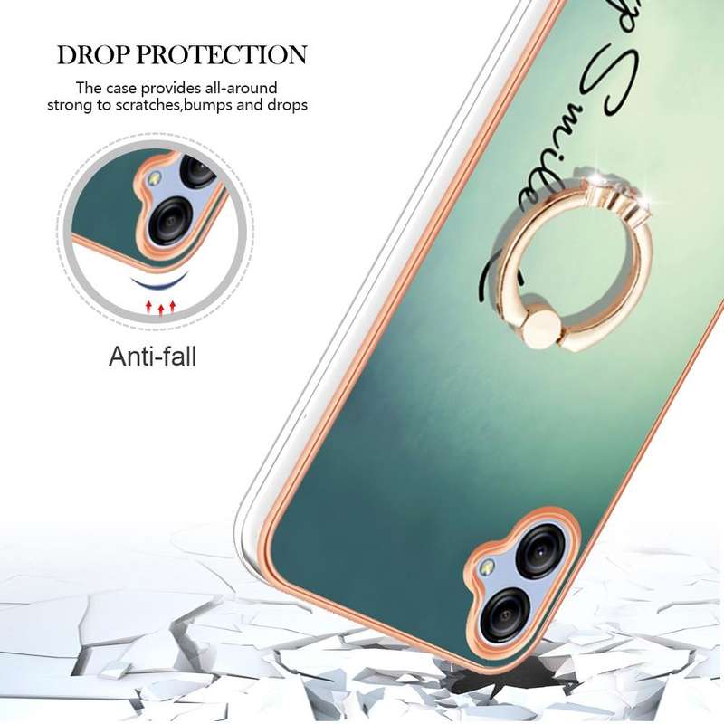 For Samsung Galaxy A04e Electroplating Dual-side IMD Phone Case with Ring Holder(Smile)