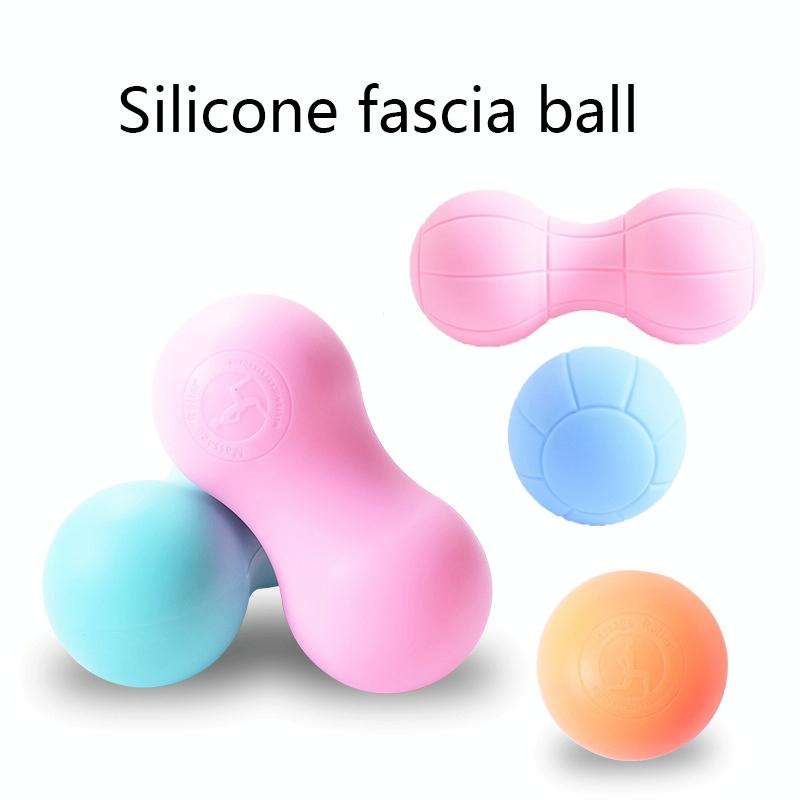 Fascia Ball Muscle Relaxation Yoga Ball Back Massage Silicone Ball, Specification: Flat Blue Pean...