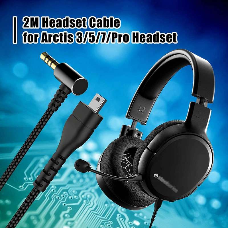 For SteelSeries Arctis 3 5 7 Pro Nylon Weaving Game Headset Cable(Black)