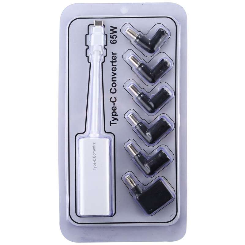 Laptop Power Adapter 65W USB-C / Type-C Converter to 6 in 1 Power Adapter (White)