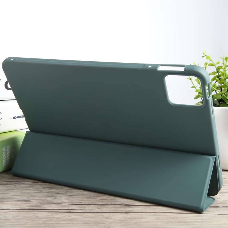 For Xiaomi Pad 6 / Pad 6 Pro Three-fold Holder Flip Tablet Leather Case(Dark Green)