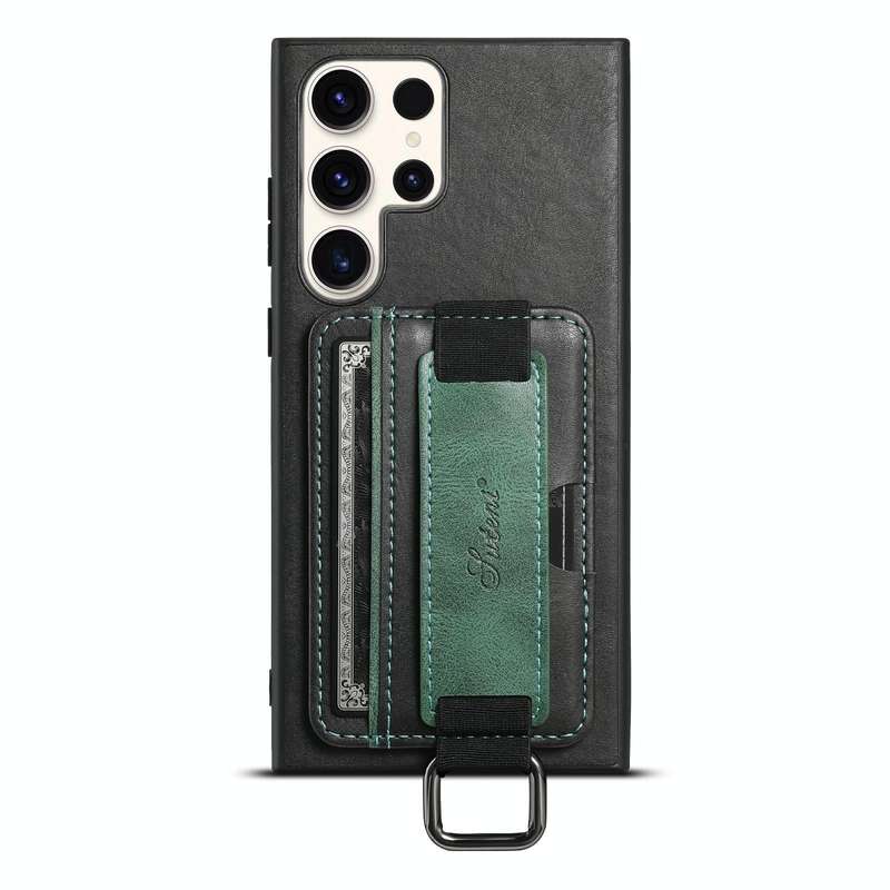 For Samsung Galaxy S23 Ultra 5G Suteni H13 Card Wallet Wrist Strap Holder PU Phone Case(Black)
