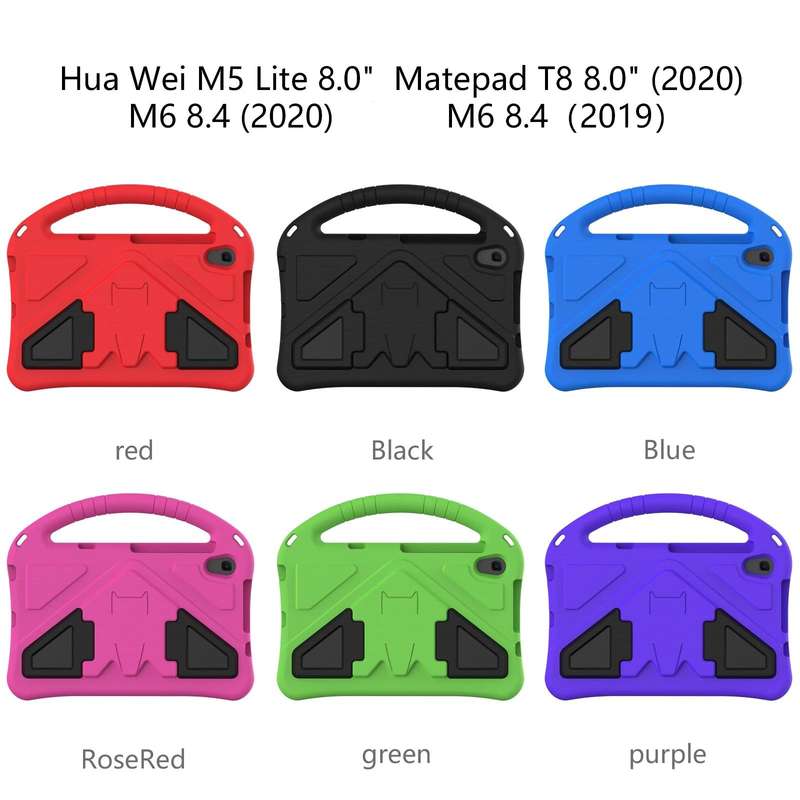 For Huawei MatePad T8 EVA Flat Anti Falling Protective Case Shell with Holder(Blue)