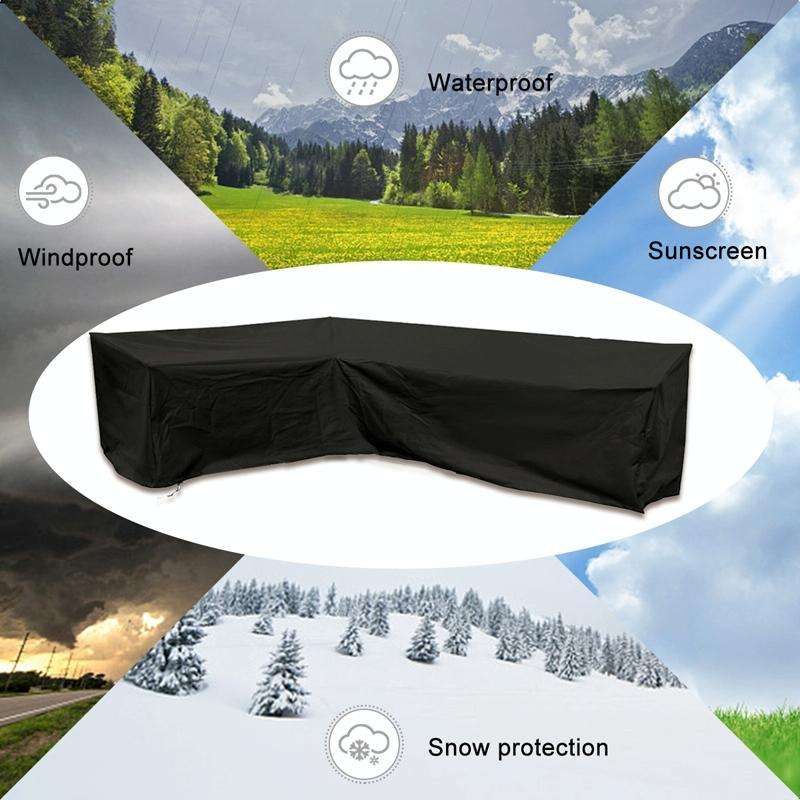 Outdoor Garden Furniture Corner Sofa Cover Dustproof Table Cover, Size: 200x270x82cm(Black)
