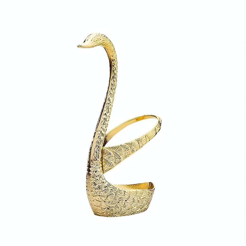 Swan Fruit Fork And Spoon Set Dessert Fork Fruit Fork Rack Tableware Wedding Gift, Colour: Golden...