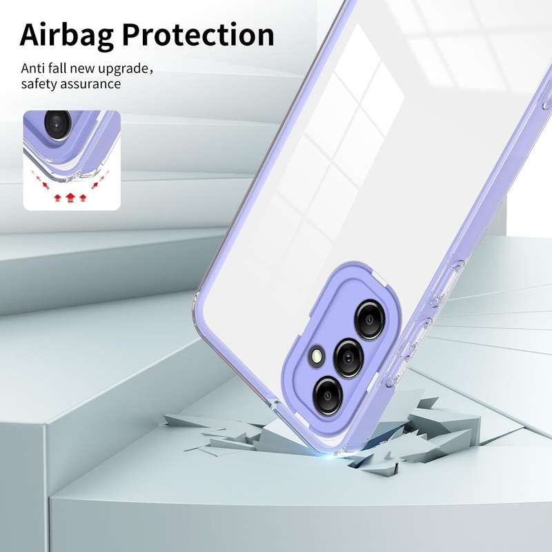 For Samsung Galaxy A25 5G 3 in 1 Clear TPU Color PC Frame Phone Case(Purple)