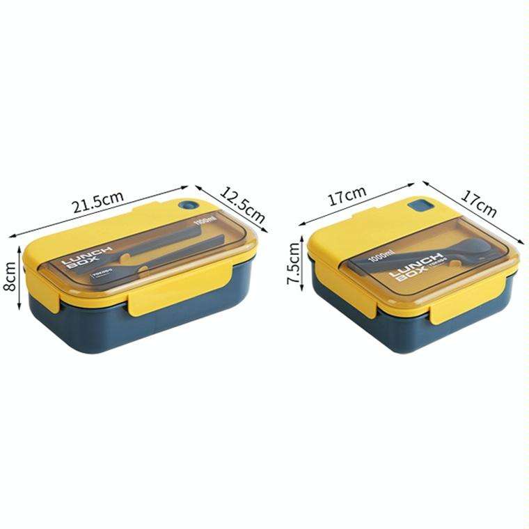 Plastic Compartment Lunch Box Microwaveable with Tableware(1L Blue)