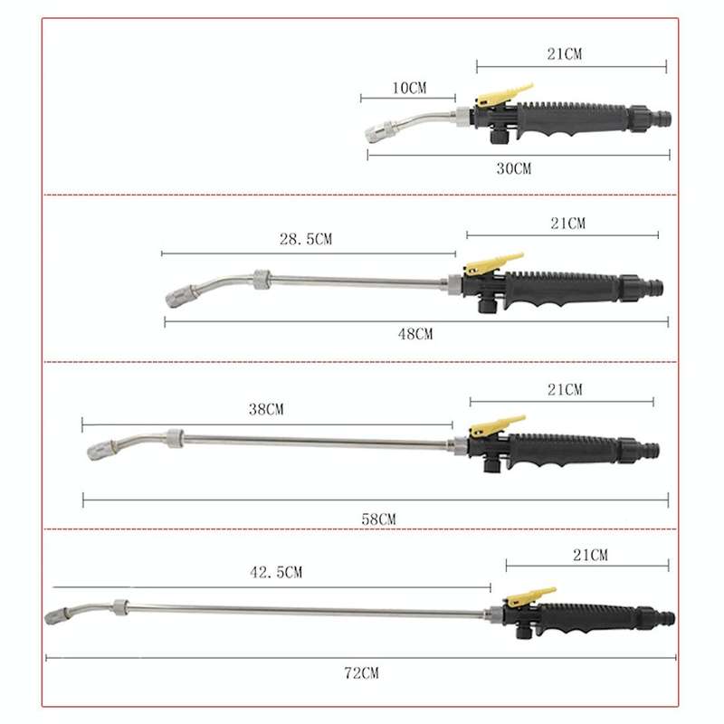 Garden Water Guns Stainless Steel Multifunction High Pressure Car Wash Spray Nozzle Hose Wand, Sp...