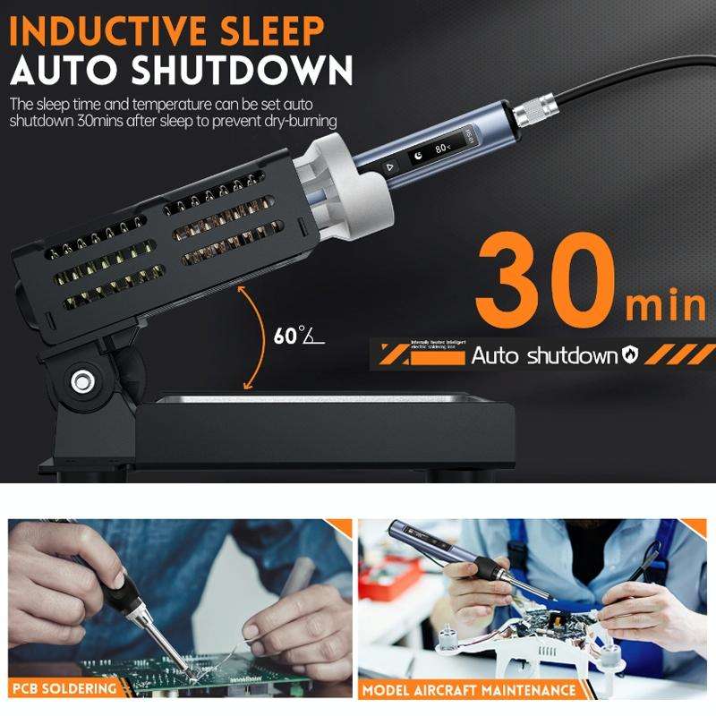 FNIRSI HS-01 Smart Soldering Iron Digital Display Portable Mini Soldering Station(Blue KR)