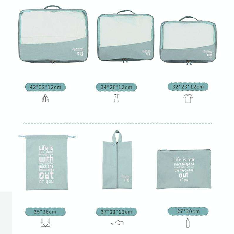 RH2203 6 In 1 Travel Portable Storage Bag Set Without Suitcase(Navy Blue)