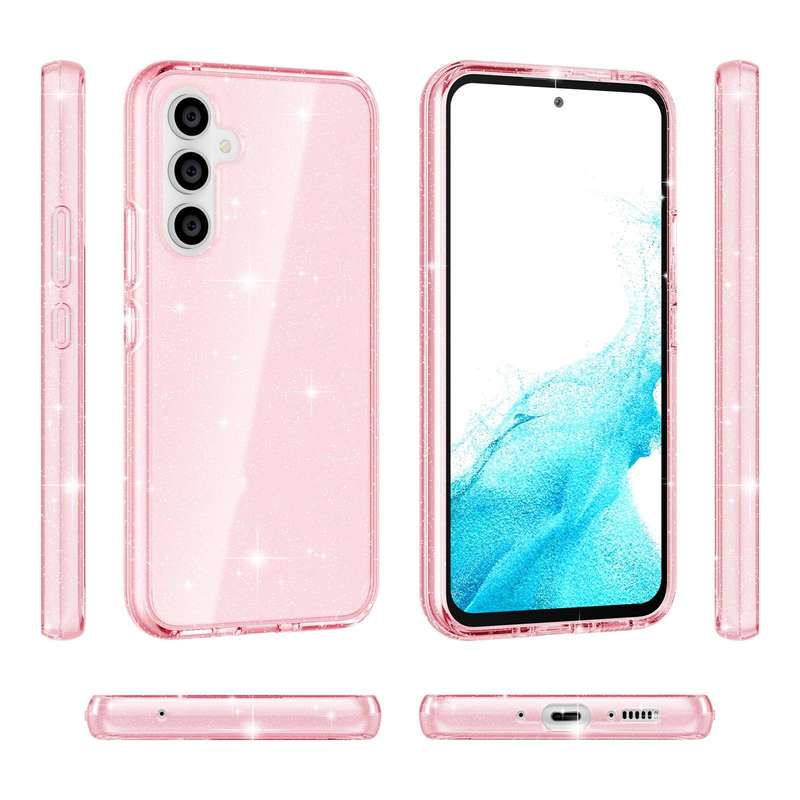 For Samsung Galaxy A54 5G EU Shockproof Terminator Style Glitter Powder Phone Case(Shiny Pink)
