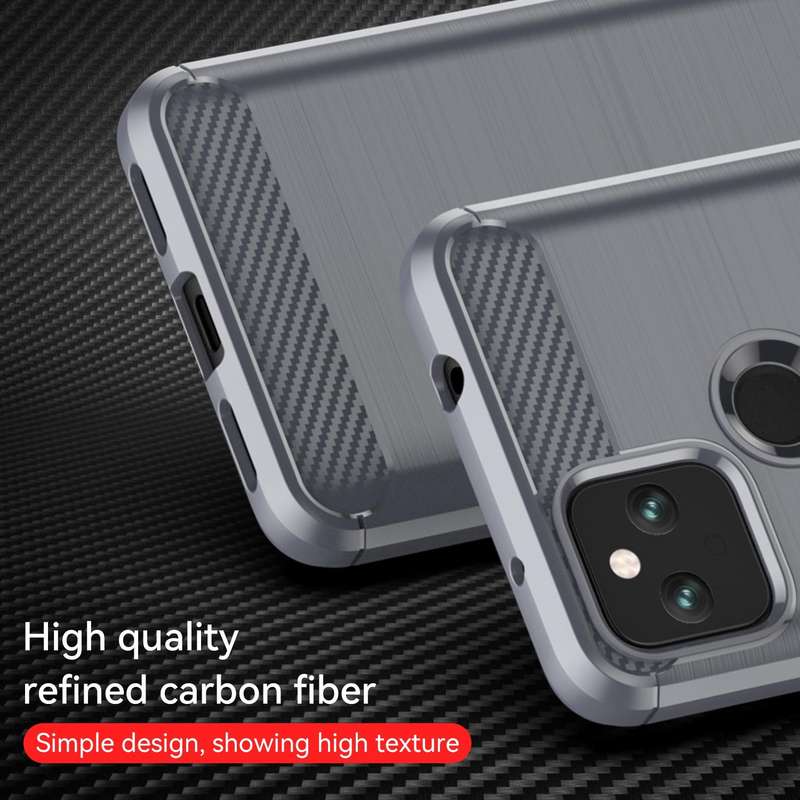 For Google Pixel 5 Brushed Texture Carbon Fiber TPU Case (Grey)