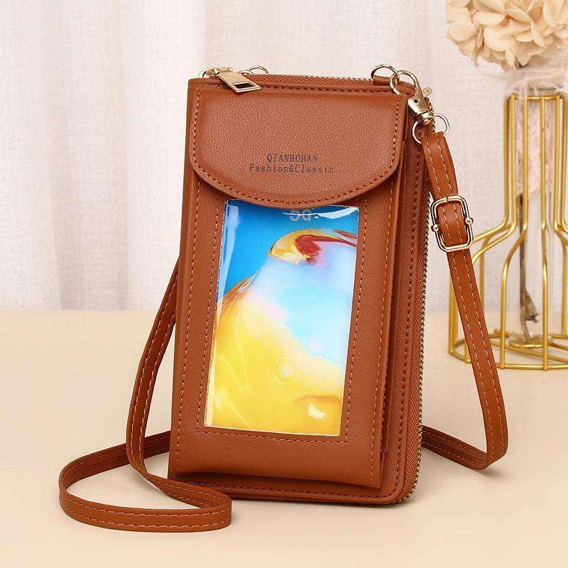 JLF012 Touch Screen Mobile Phone Bag Women Messenger Shoulder Bag(Brown)