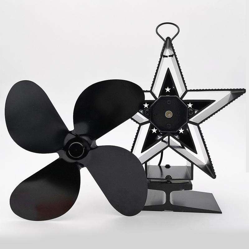 4-Blade Aluminum Heat Powered Fireplace Stove Fan (Red)