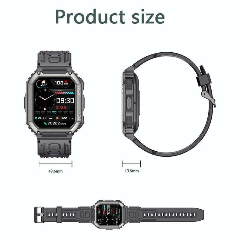 KR06 1.8 Inch Heart Rate Blood Pressure Monitoring Smart Calling Watch(Black)
