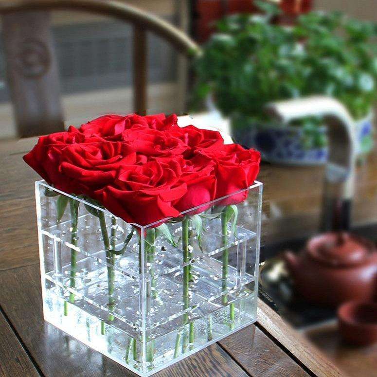 Square Transparent Acrylic Gift Box Flower Box, Specification: 9 Holes
