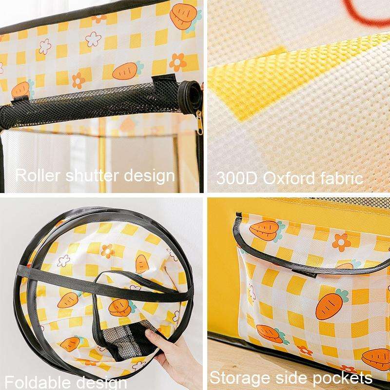 Rectangular Foldable Pet Fence Dog and Cat Litter Pet Delivery Room M(Yellow Carrot)