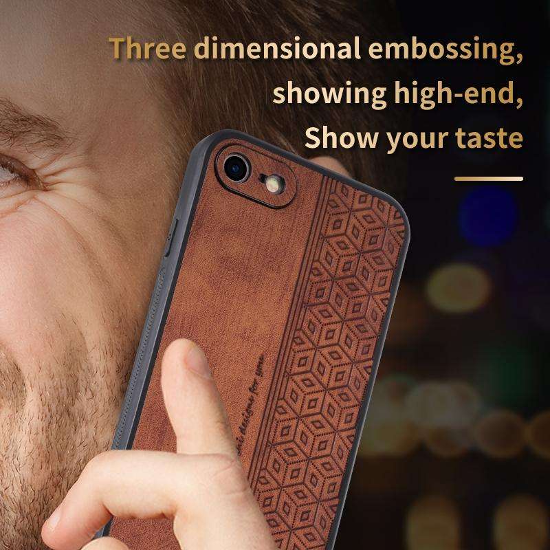 For iPhone SE 2022 / SE 2020 / 8 / 7 AZNS 3D Embossed Skin Feel Phone Case(Brown)
