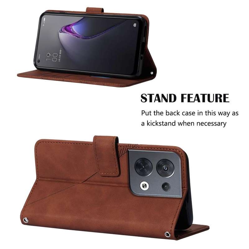 For OPPO Reno8 Crossbody 3D Embossed Flip Leather Phone Case(Brown)