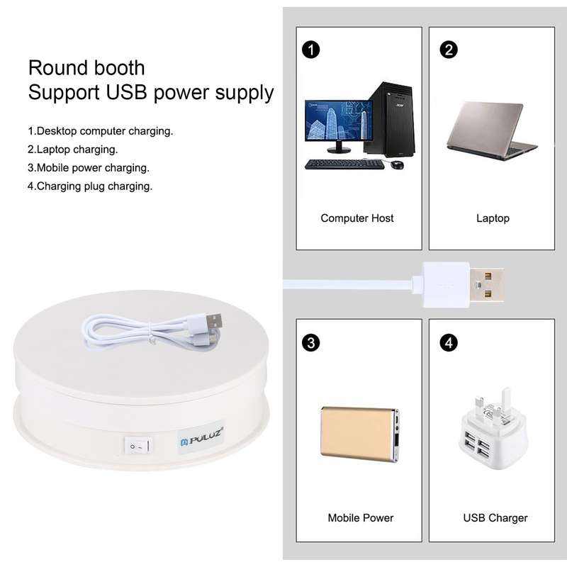 PULUZ 15cm USB Electric Rotating Turntable Display Stand Video Shooting Props Turntable for Photo...