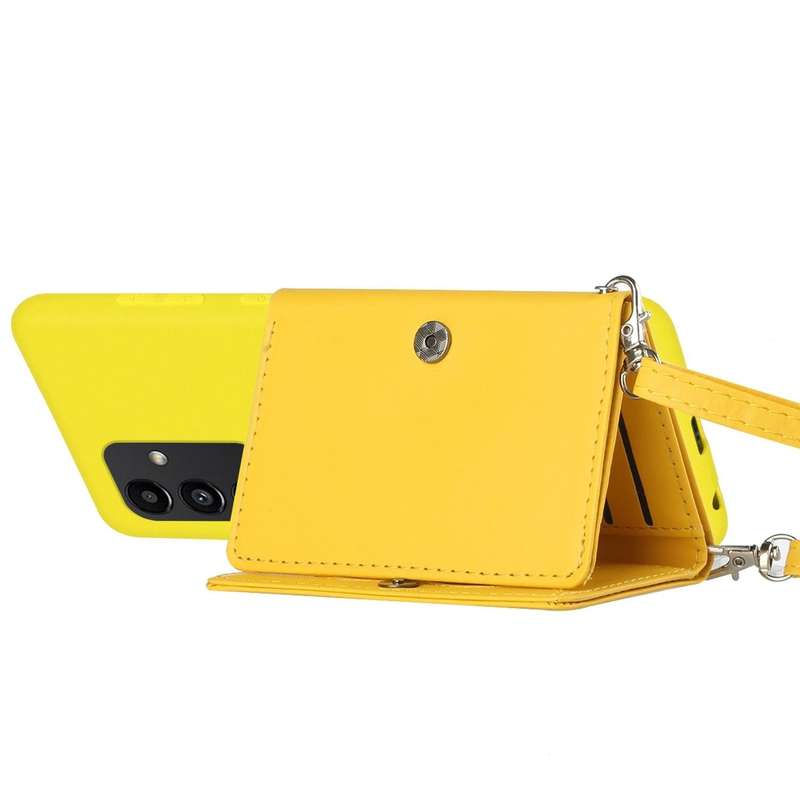 For Samsung Galaxy A54 5G Crossbody Lanyard Wallet Card Bag Phone Case(Yellow)