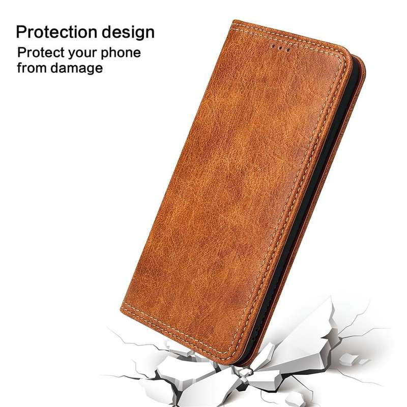For iPhone XR Retro Tree Bark Texture PU Magnetic Horizontal Flip Leather Case with Holder & Card...