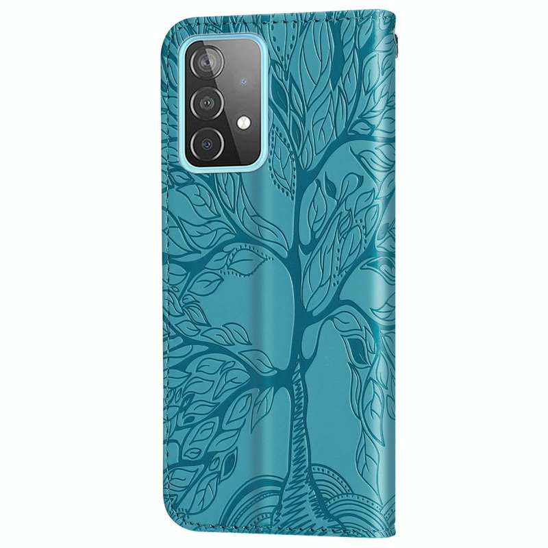 For Samsung Galaxy A33 5G Life of Tree Embossing Leather Phone Case(Blue)