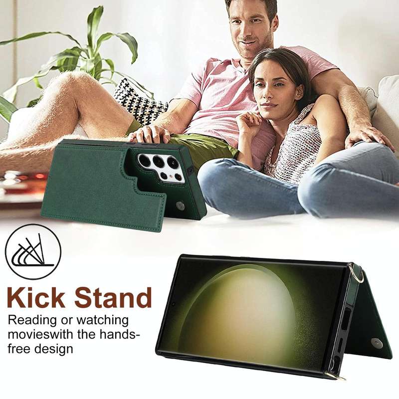 For Samsung Galaxy S23 Ultra 5G Cross-body Square Double Buckle Flip Card Bag TPU+PU Case(Green)
