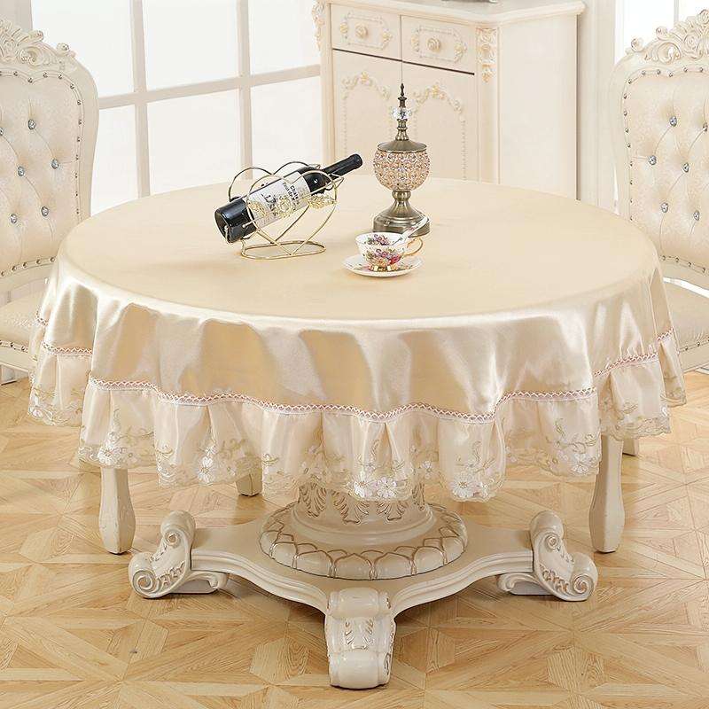 Home Fabric Round Tablecloth Hotel Disposable Anti-scald Table Mats, Size:180cm(Ice Beige)