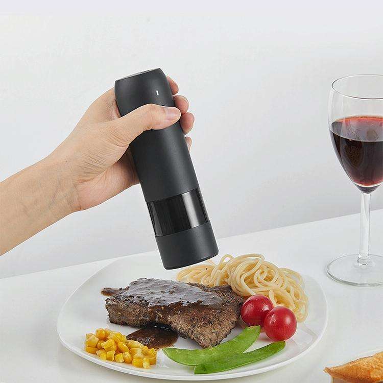 BY800 Electric Black Pepper Grinder Charge-Type Pepper Sea Salt Seasoning Grinder(Agate Red)