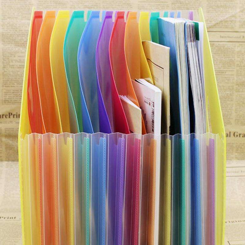 Standing Organ Clip Student Test Paper Storage Clip(White Surface (Rainbow Inner Page))