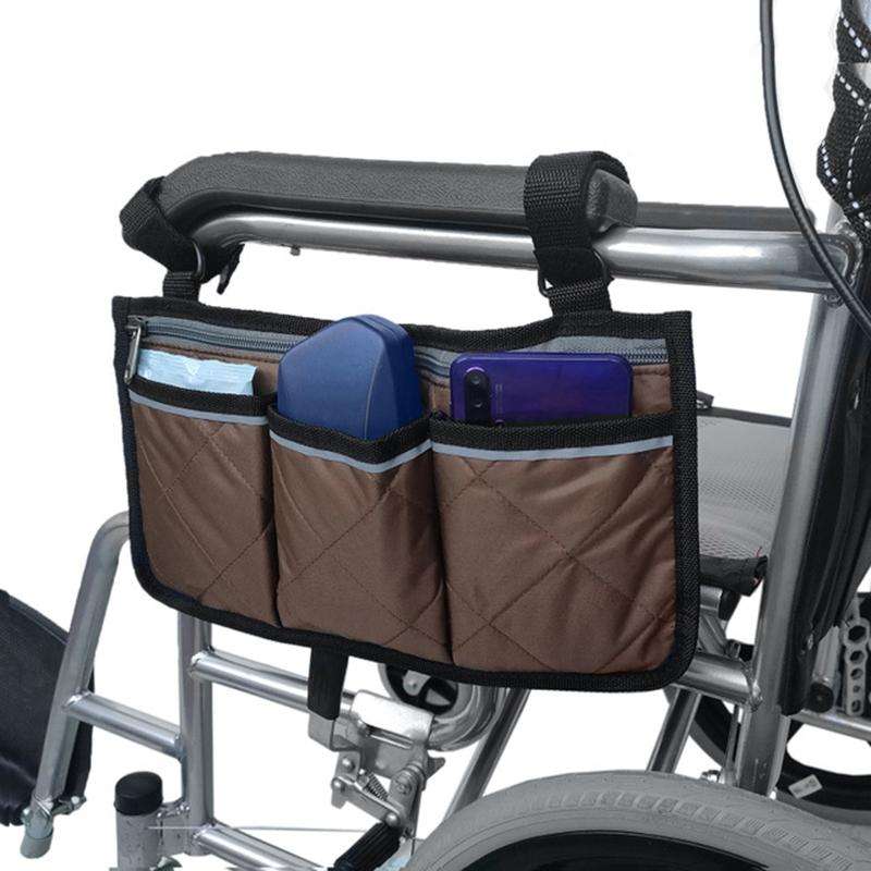 Walking Aid Wheelchair Armrest Side Storage Bag Car Storage Hanging Bag(Brown)