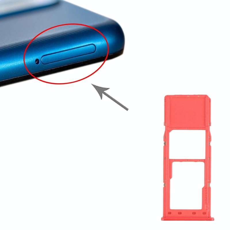 For Samsung Galaxy A12 SM-A125 SIM Card Tray + Micro SD Card Tray (Red)