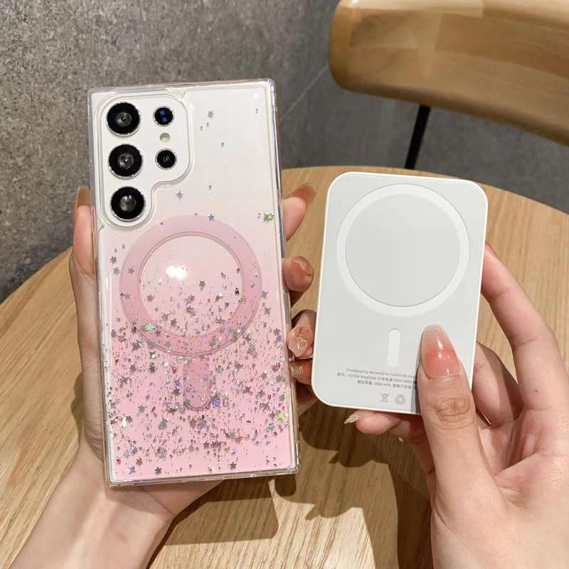 For Samsung Galaxy S23 FE 5G MagSafe Glitter Hybrid Clear TPU Phone Case(Green)