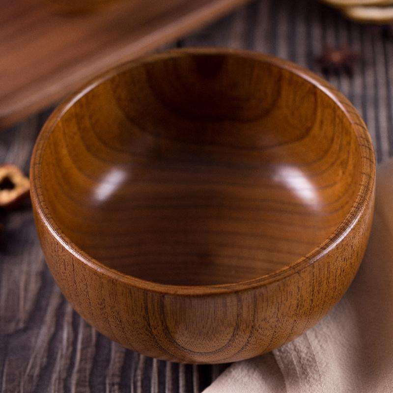Adult Children Jujube Solid Wood Bowl Soup Noodle Bowl Household Tableware, Size:Diameter 9.5 cm