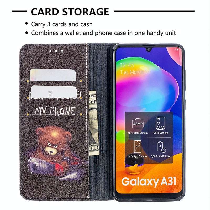 For Samsung Galaxy A31 Colored Drawing Pattern Invisible Magnetic Horizontal Flip PU Leather Case...