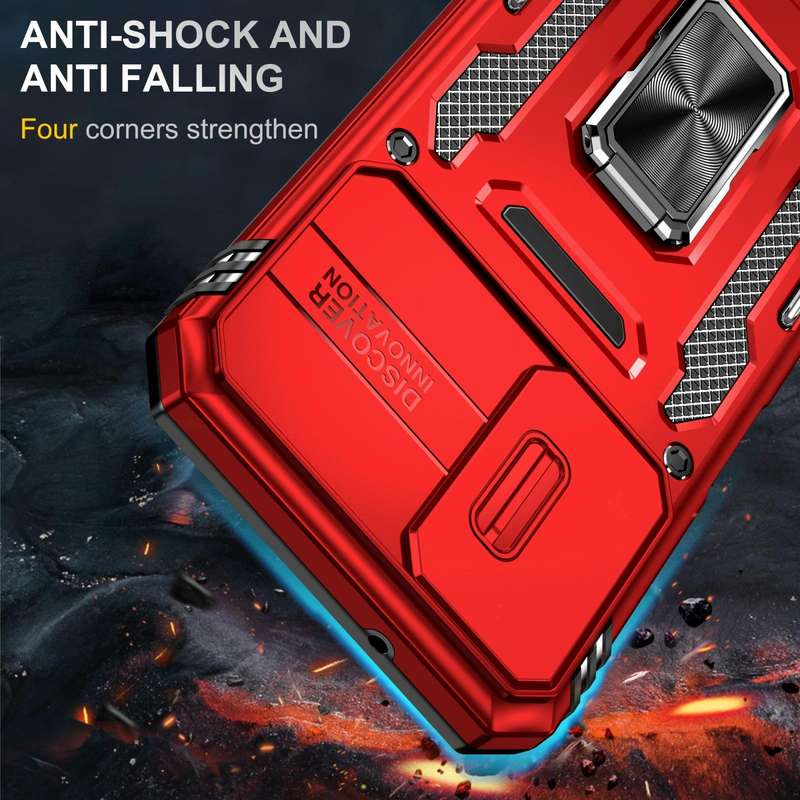 For Samsung Galaxy A15 Armor PC + TPU Camera Shield Phone Case(Red)