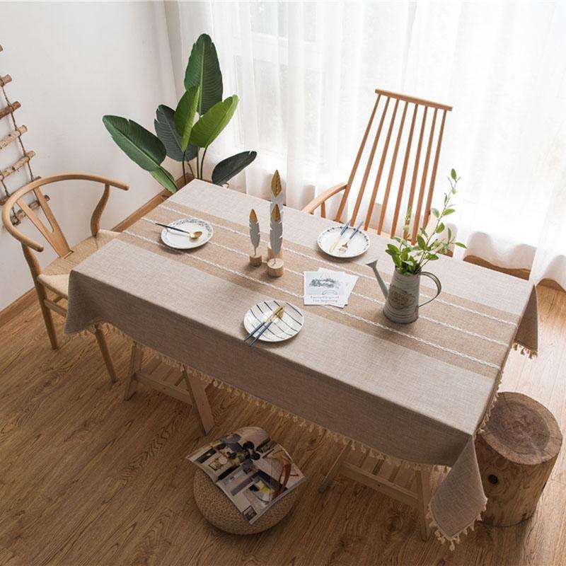 Rectangle Cotton Linen Tassels Dining Tablecloth Wedding Party Kitchen Home Decoration Table Cove...