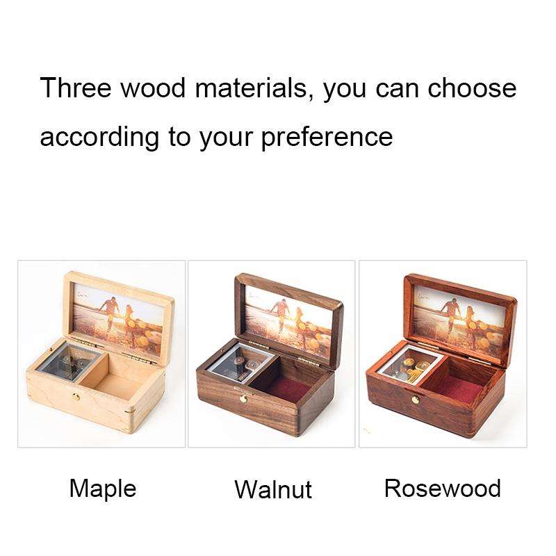 Wooden Jewelry Storage Music Box with Photo Frame Function, Spec: Walnut+Necklace Flannel