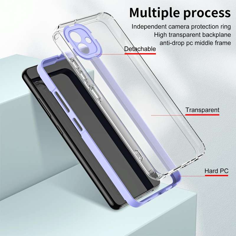 For Samsung Galaxy A04 Clear TPU Color PC Frame Phone Case(Purple)