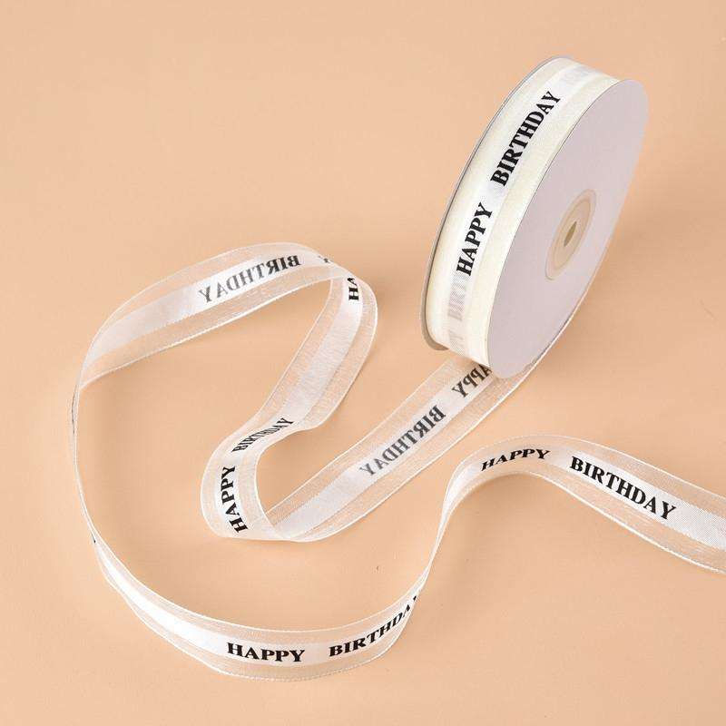 English Letter Colored Printed Ribbons Gift Bouquet Ribbons Bowknot Flowers Packaging Ribands , S...