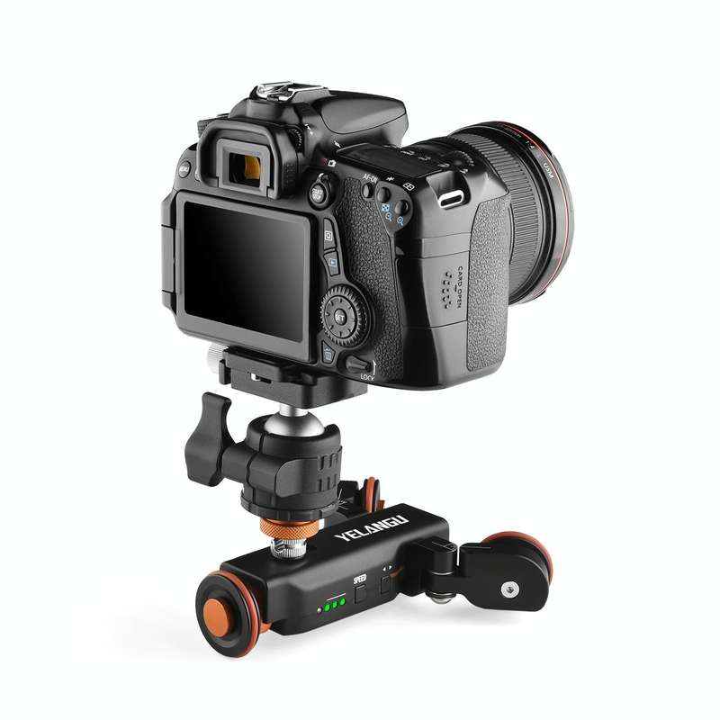 YELANGU L4X Camera Wheel Dolly Electric Track Slider 3-Wheel Dolly Car with Remote & Ballhead, Lo...