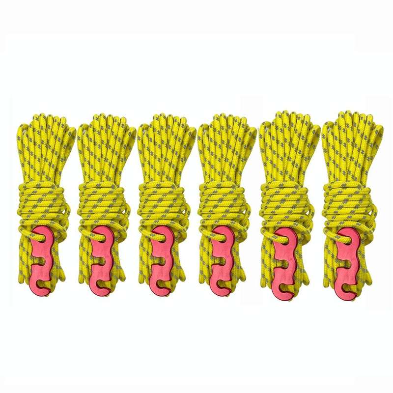 4m x 6 Rolls Outdoor Camping Tent Canopy Wind Rope Luminous Multi-Function Wind Rope Buckle Tent ...