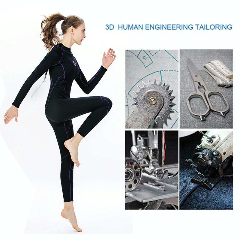 SLINX 1714 3mm Neoprene Super Elastic Warm Long-sleeved Full Body One-piece Wetsuit for Women, Si...