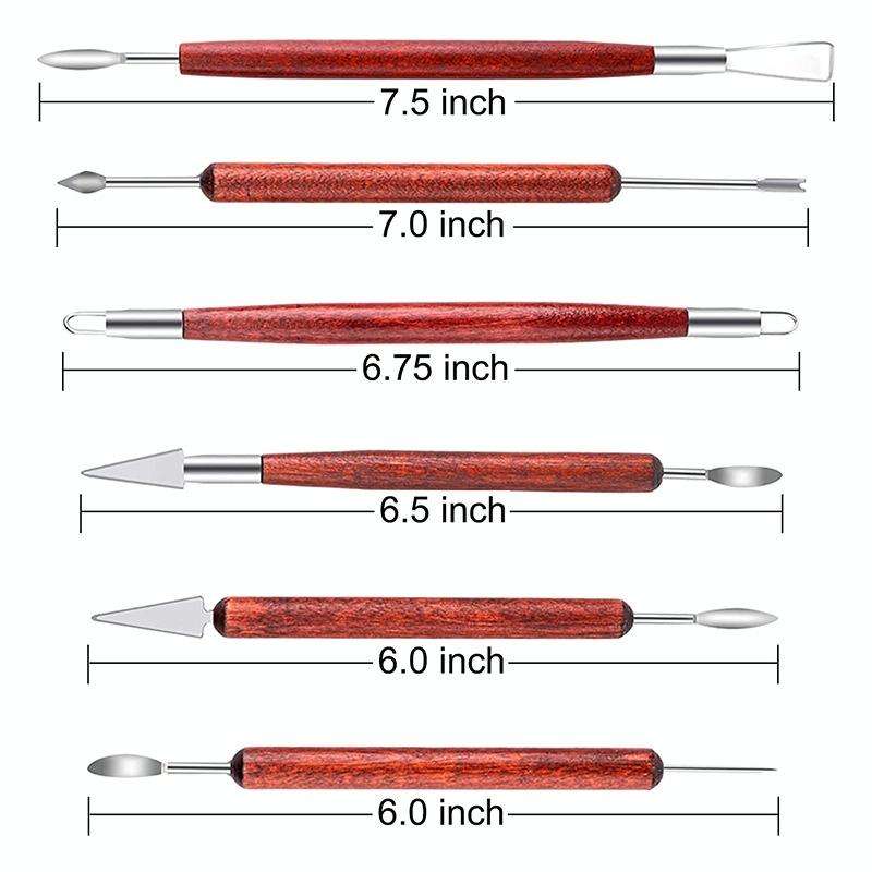 6 PCS/Set Double-head Radium Silk Knife Ceramic Clay Carving Tool
