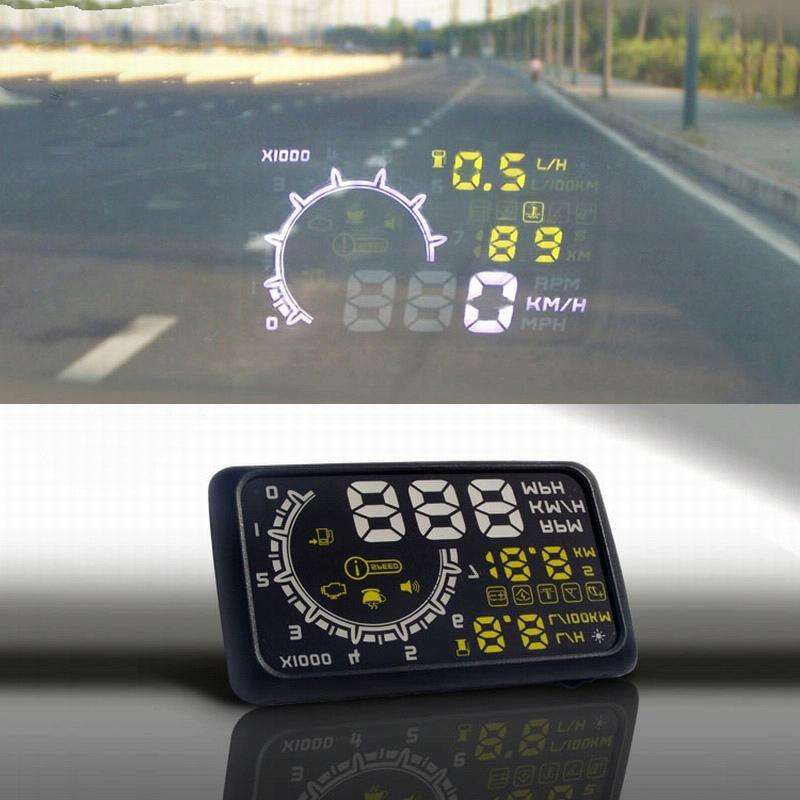 W02 5.5 inch Car OBDII HUD Fuel Consumption Warning System Vehicle-mounted Head Up Display Projec...
