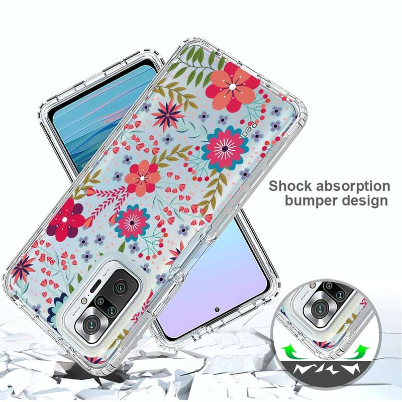 For Xiaomi Redmi Note 10 Pro PC+TPU Transparent Painted Phone Case(Small Floral)
