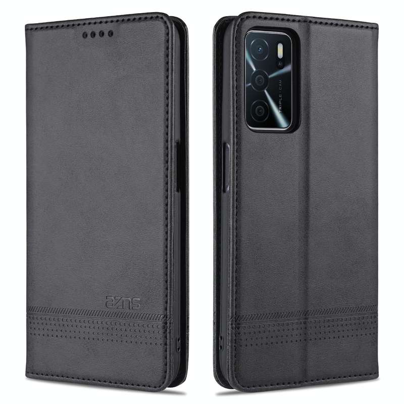 For OPPO A16 AZNS Magnetic Calf Texture Horizontal Flip Leather Case with Card Slots & Holder & W...