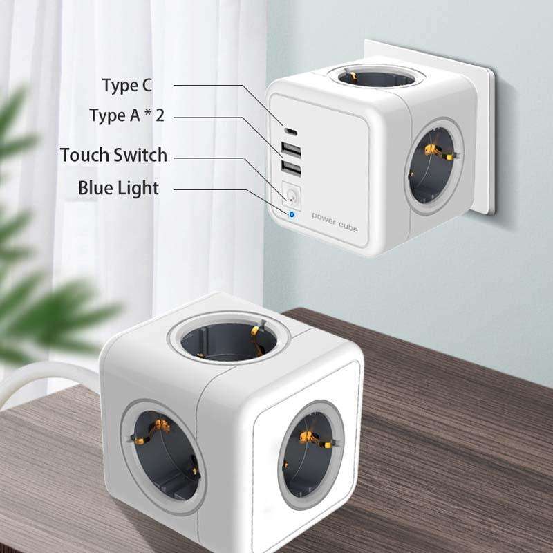 Creative Power Cube Socket Conversion Socket, EU Plug 1.5m Gray
