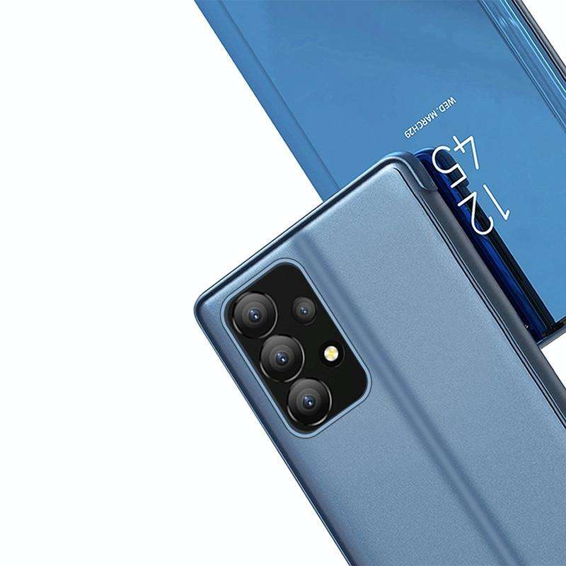 For Samsung Galaxy A13 4G Plated Mirror Horizontal Flip Leather Case with Holder(Silver)